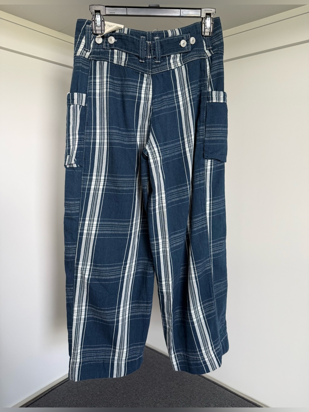 NWT Free People Rose Hall Low Slung Trousers size 26 Blue White - Picture 10 of 14